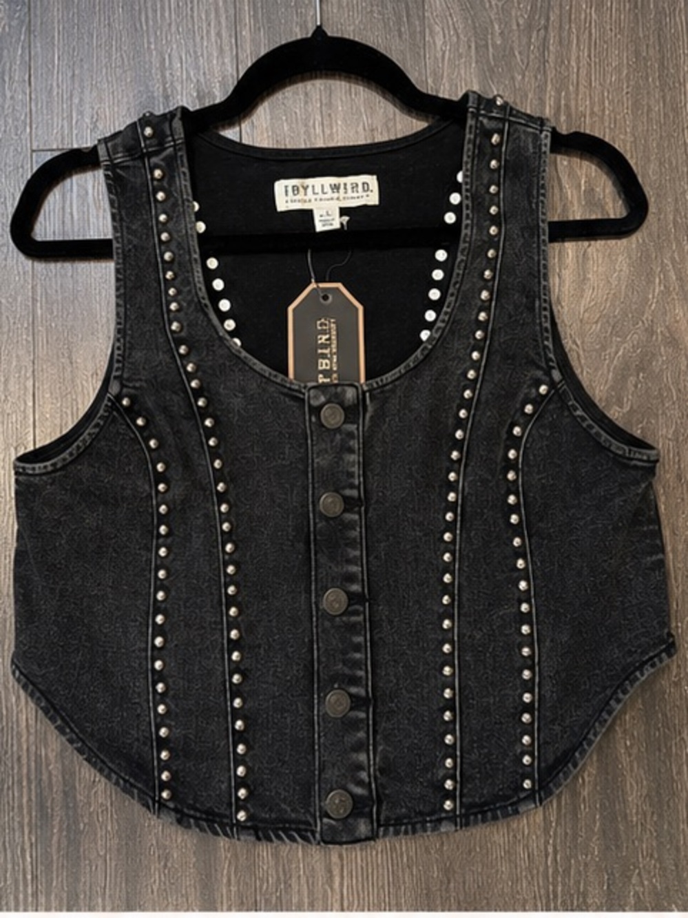 Idyllwind Black Studded Denim Crop Vest